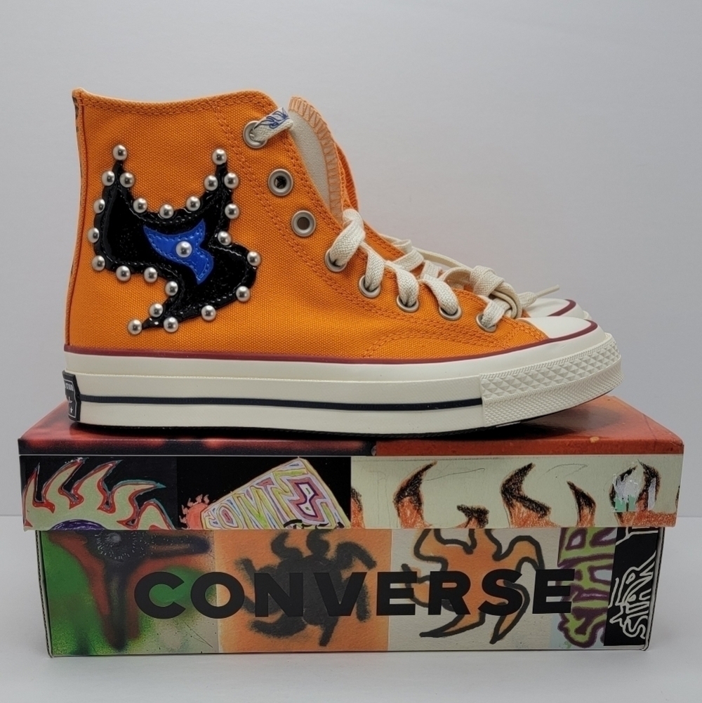 Converse × Come Tees Chuck 70s Star Path orange canvas hi-top sneakers WMS 6.5 - Picture 3 of 17